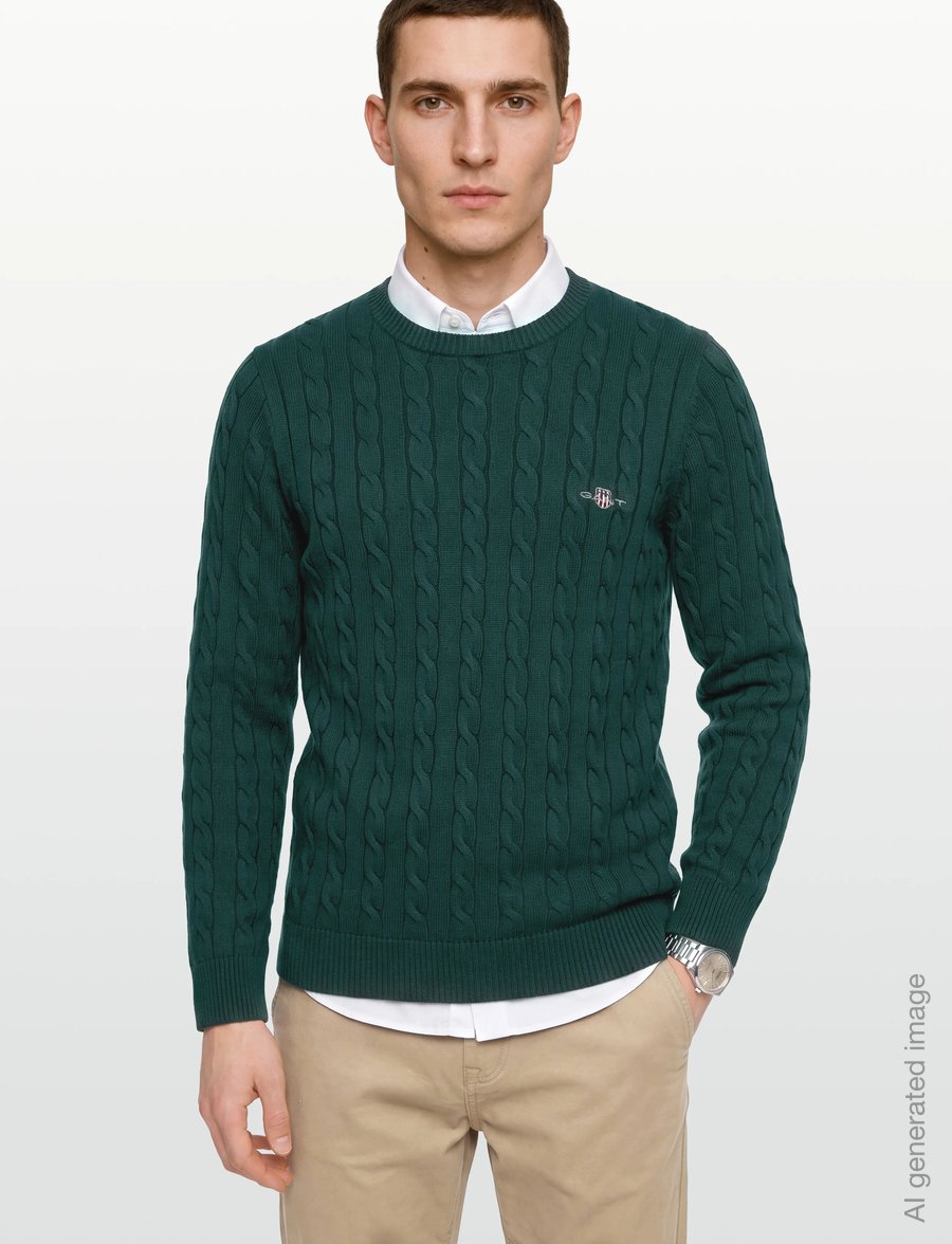 Gant - Classic Cable Knit Sweater - rundhals - dark emerald - 3