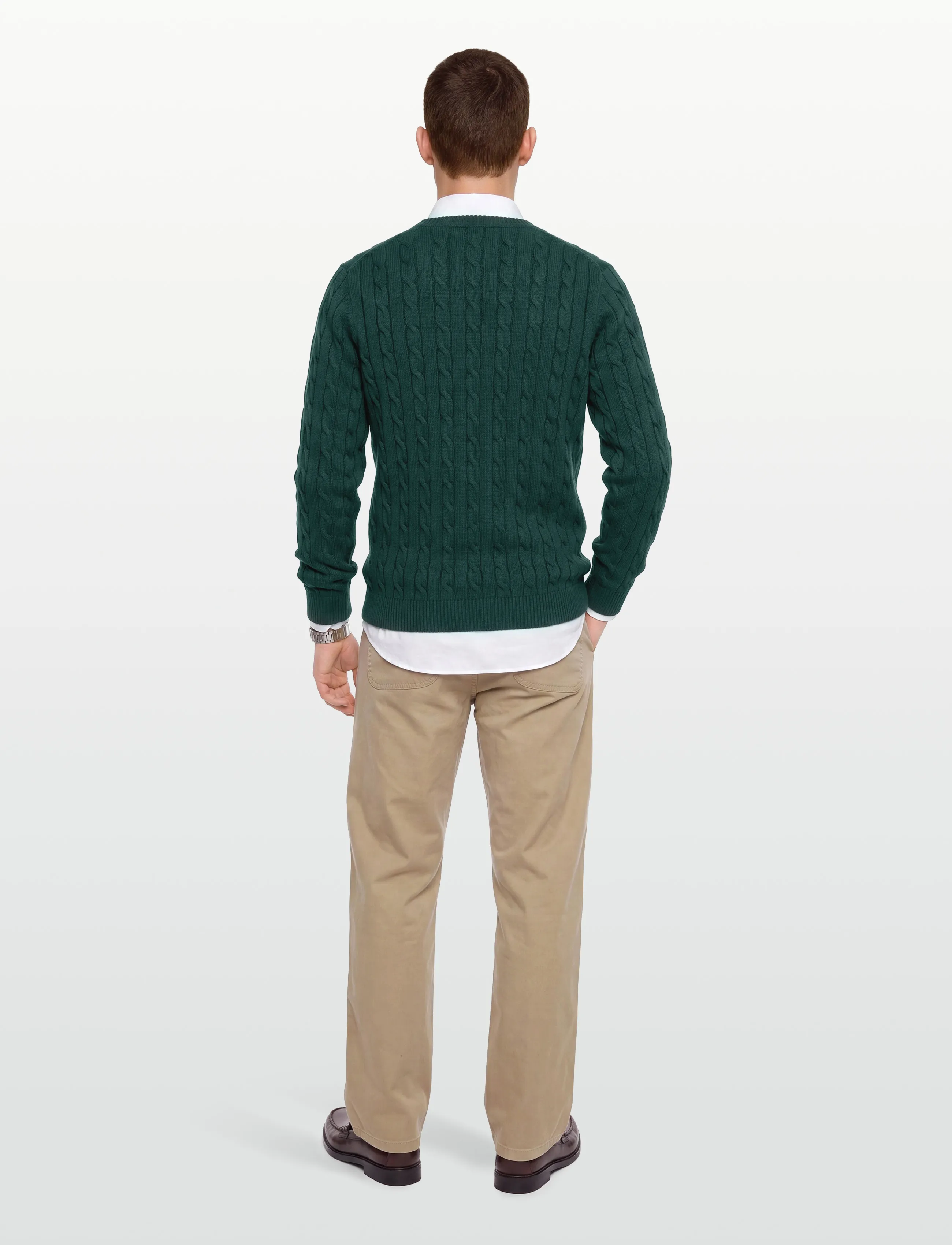 Gant - Classic Cable Knit Sweater - round necks - dark emerald - 4