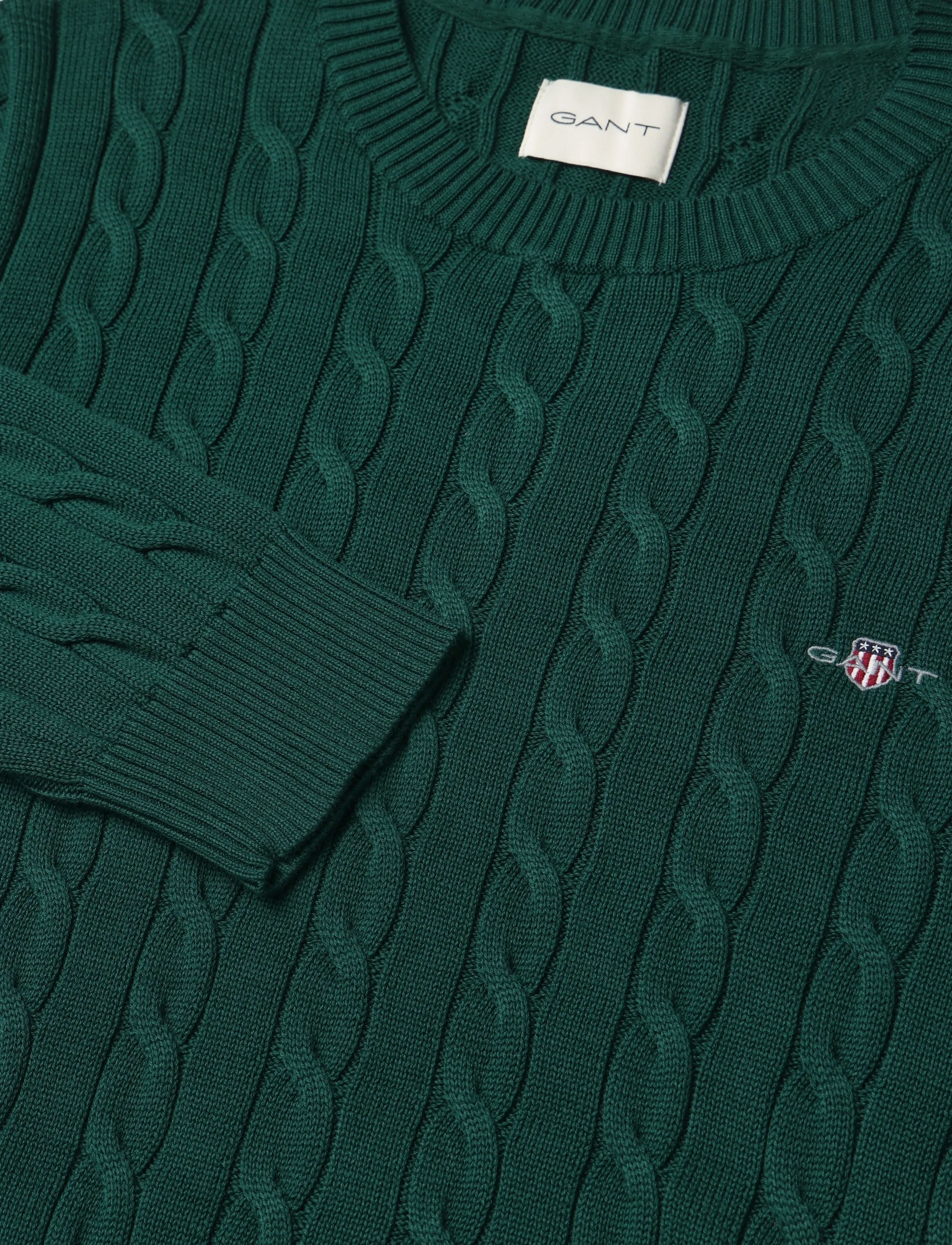 Gant - Classic Cable Knit Sweater - rundhals - dark emerald - 2