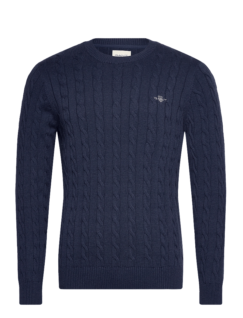 GANT - COTTON CABLE C-NECK - rundhalsad - dark jeansblue melange - 1