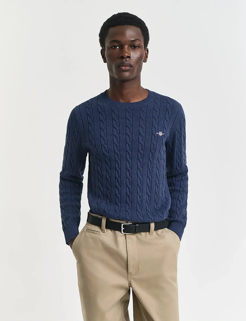 GANT - COTTON CABLE C-NECK - rundhalsad - dark jeansblue melange - 0
