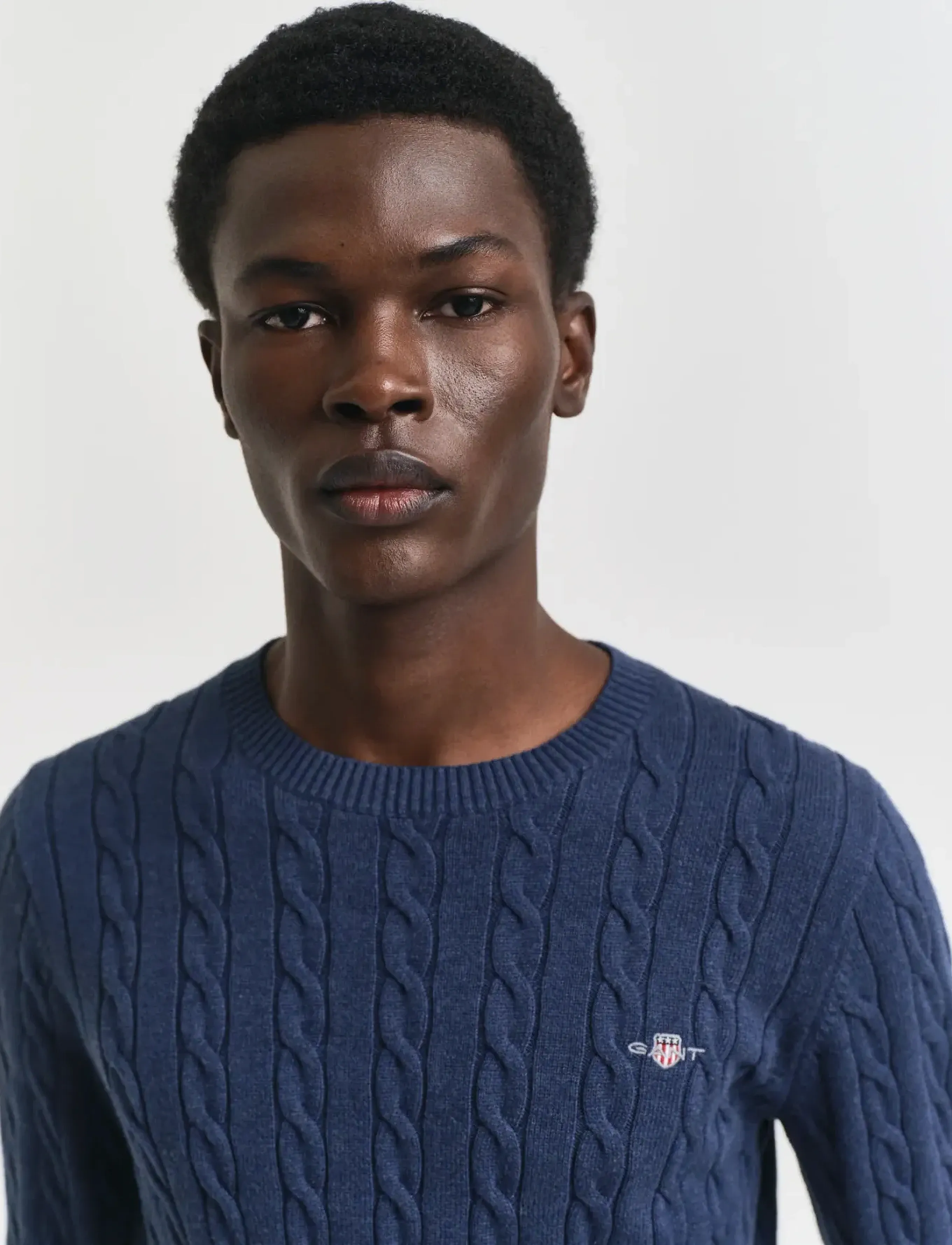 Gant - Classic Cable Knit Sweater - rundhalsad - dark jeansblue melange - 4
