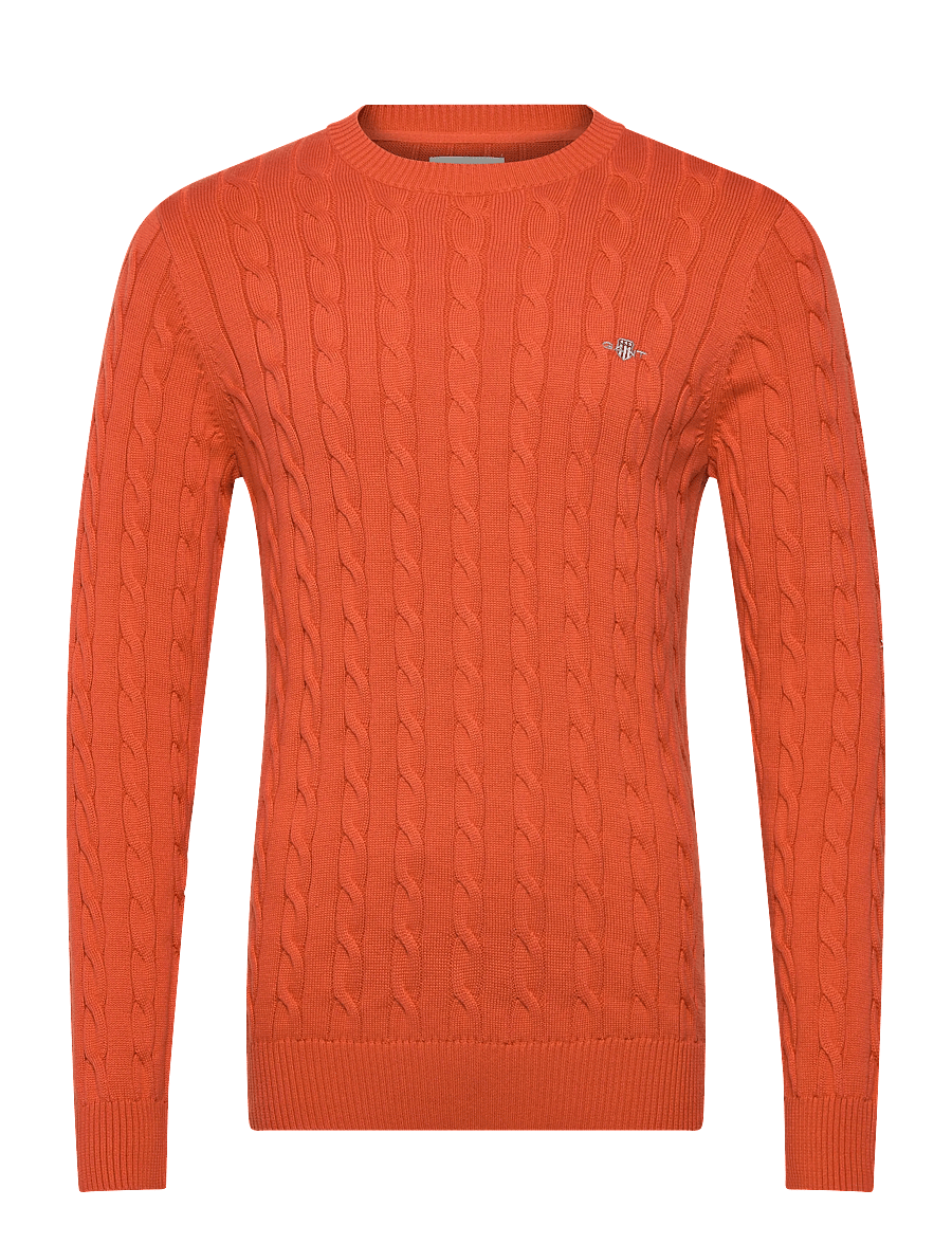 Gant - Classic Cable Knit Sweater - rundhalsad - deep orange - 0