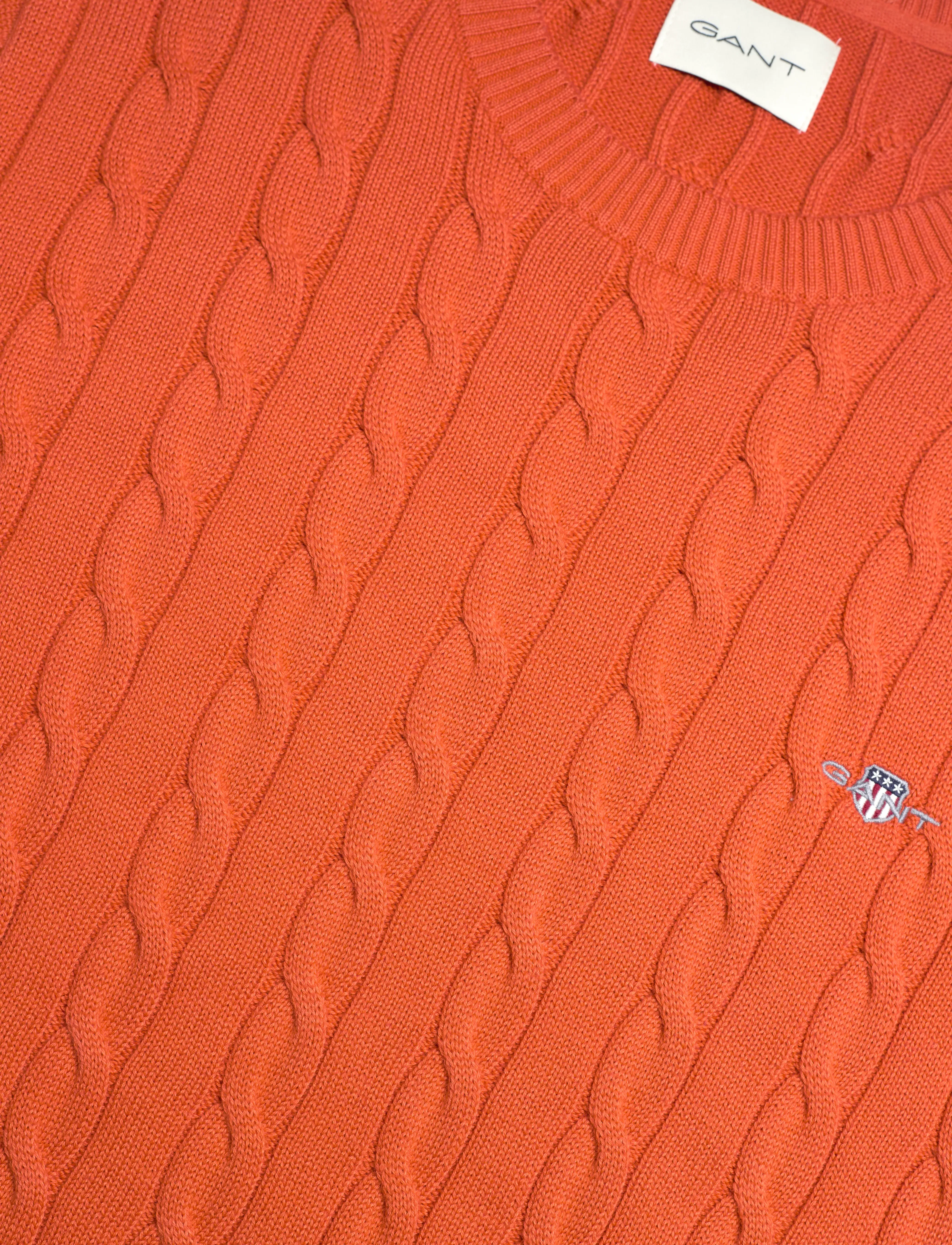 Gant - Classic Cable Knit Sweater - rundhalsad - deep orange - 2