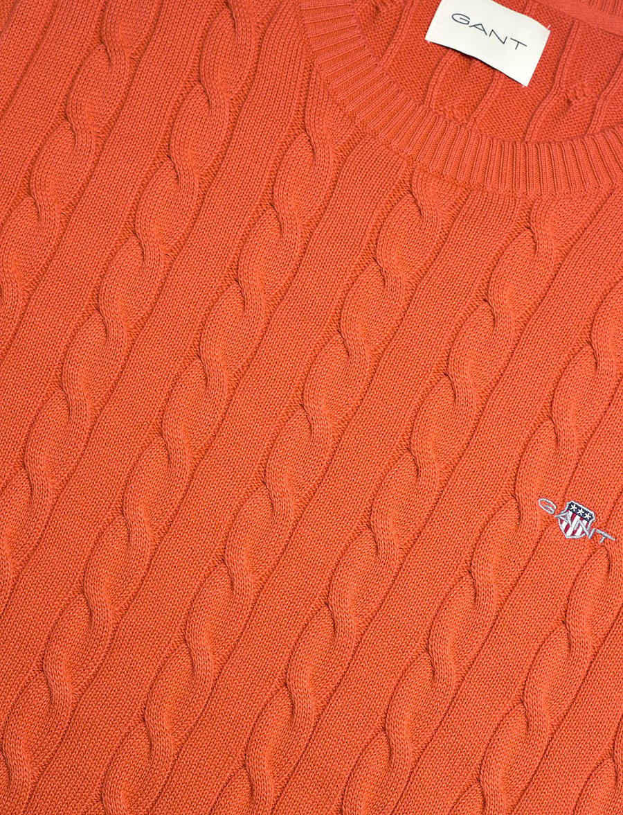 Gant - Classic Cable Knit Sweater - rundhalsad - deep orange - 2