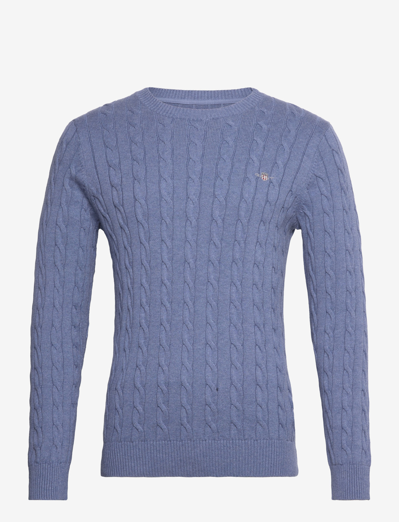 Gant - Classic Cable Knit Sweater - rundhals - denim blue melange - 0