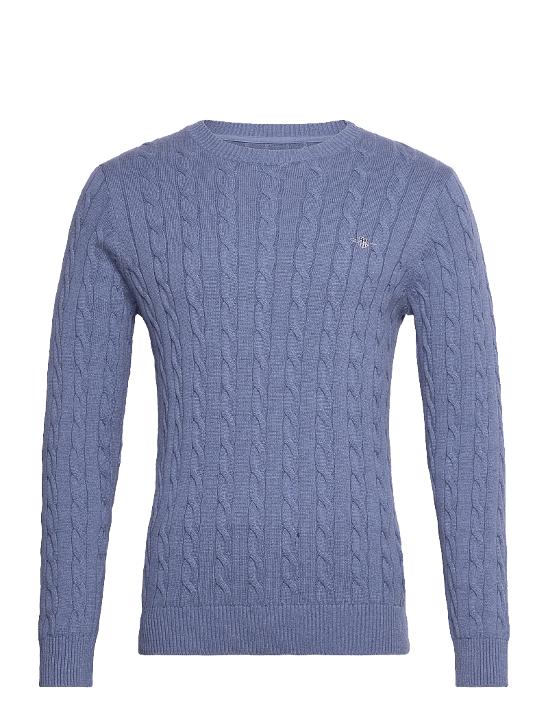 Gant - Classic Cable Knit Sweater - rundhals - denim blue melange - 0