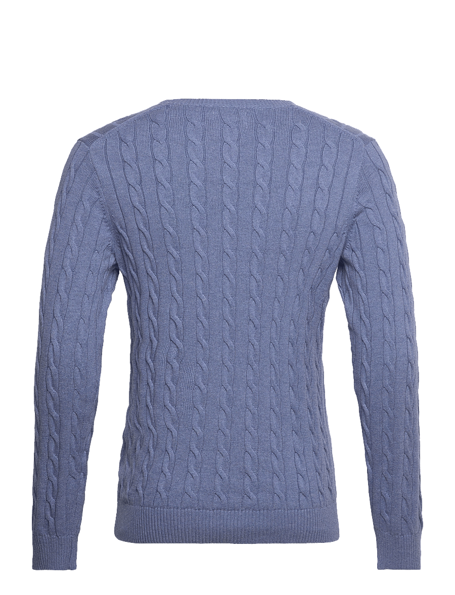 Gant - Classic Cable Knit Sweater - Ümmarguse kaelusega kudumid - denim blue melange - 1