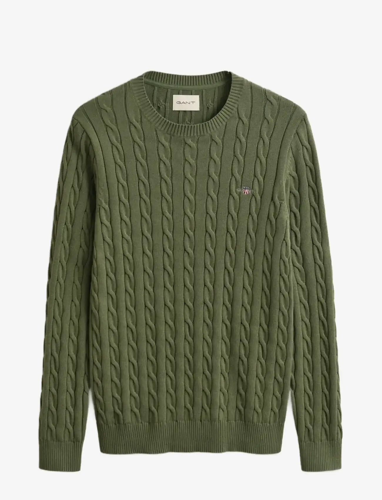 GANT - Classic Cable Knit Sweater - Ümmarguse kaelusega kudumid - dry herb green - 1