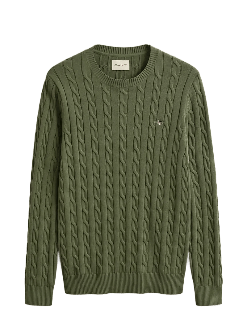 GANT - Classic Cable Knit Sweater - Ümmarguse kaelusega kudumid - dry herb green - 1
