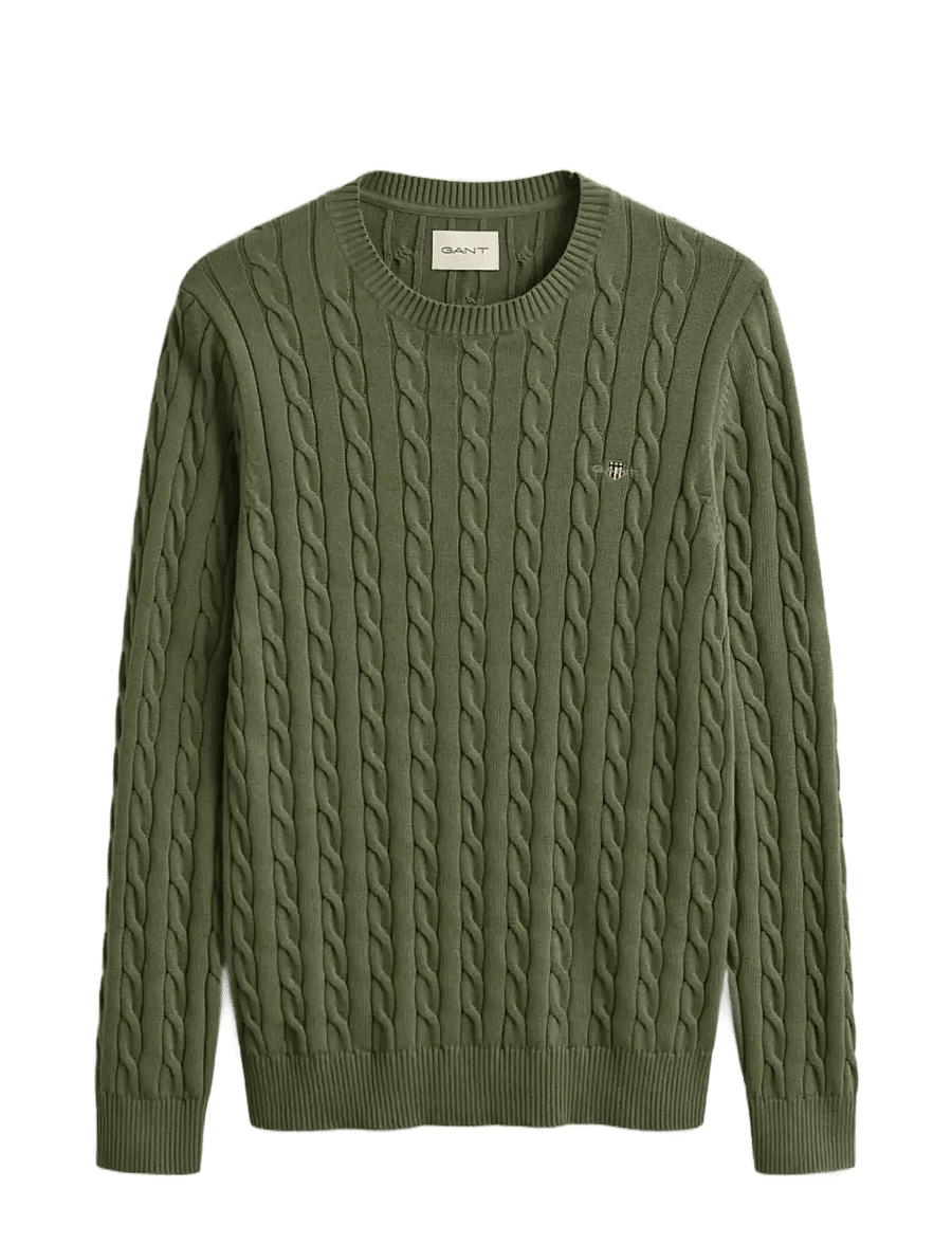 Gant - Classic Cable Knit Sweater - rund hals - dry herb green - 1