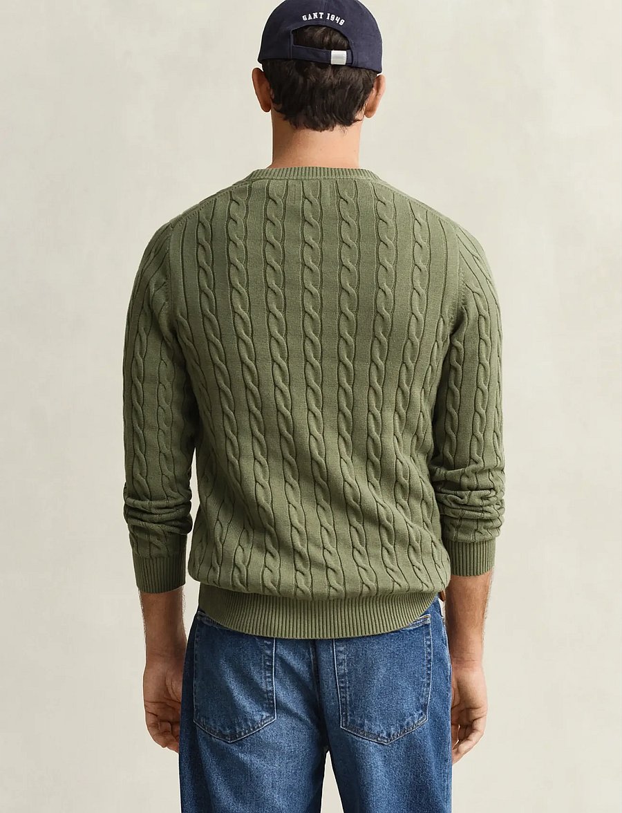 Gant - Classic Cable Knit Sweater - rund hals - dry herb green - 2