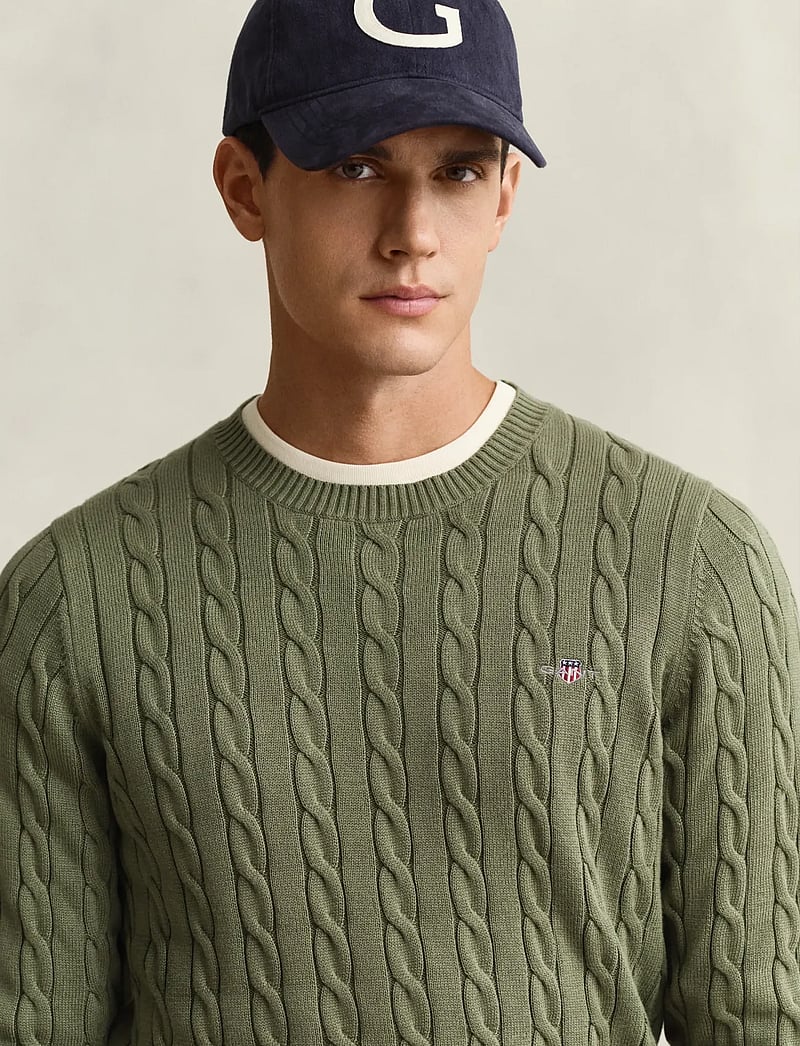 GANT - Classic Cable Knit Sweater - Ümmarguse kaelusega kudumid - dry herb green - 3