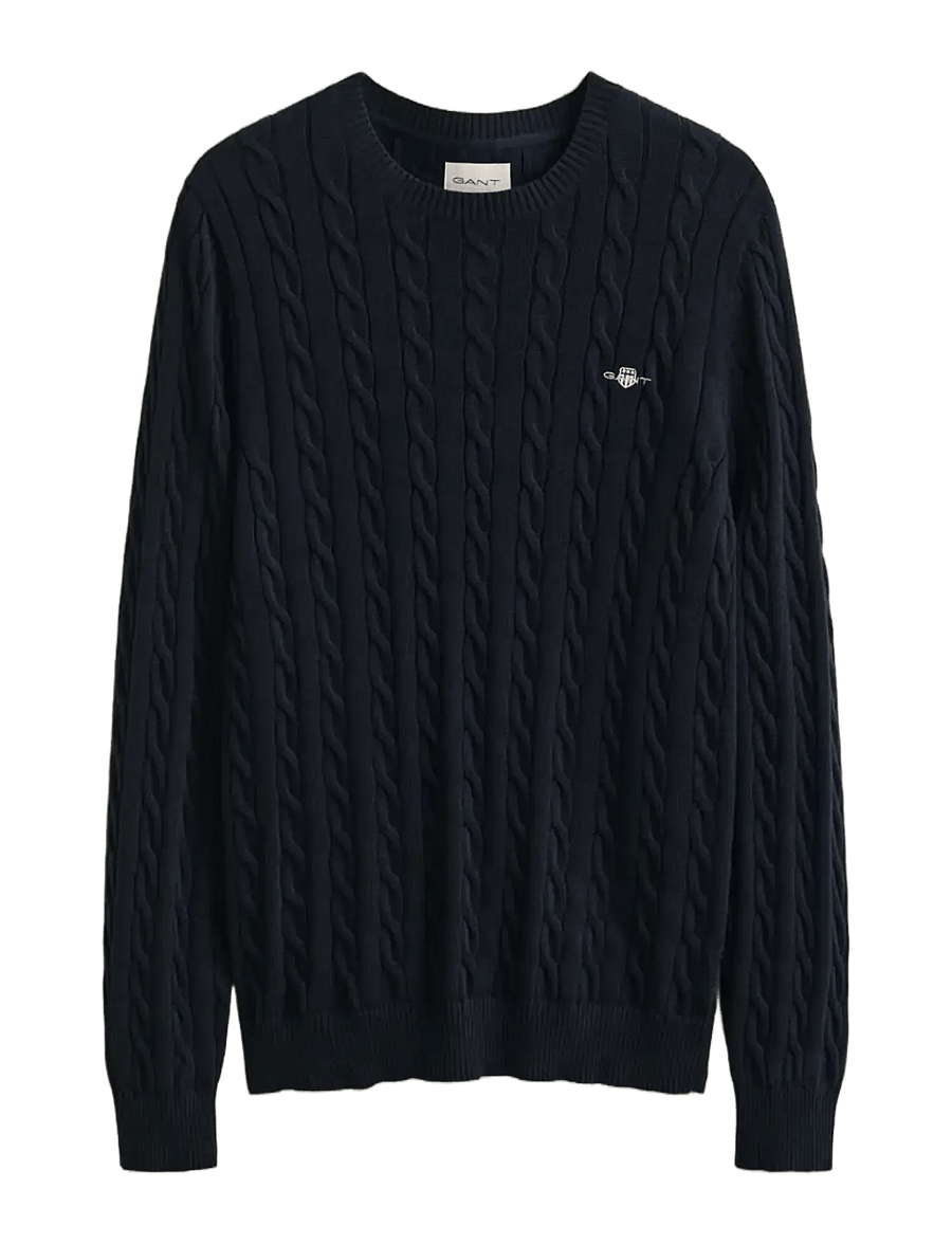 Gant - Classic Cable Knit Sweater - Ümara kaelusega - evening blue - 1
