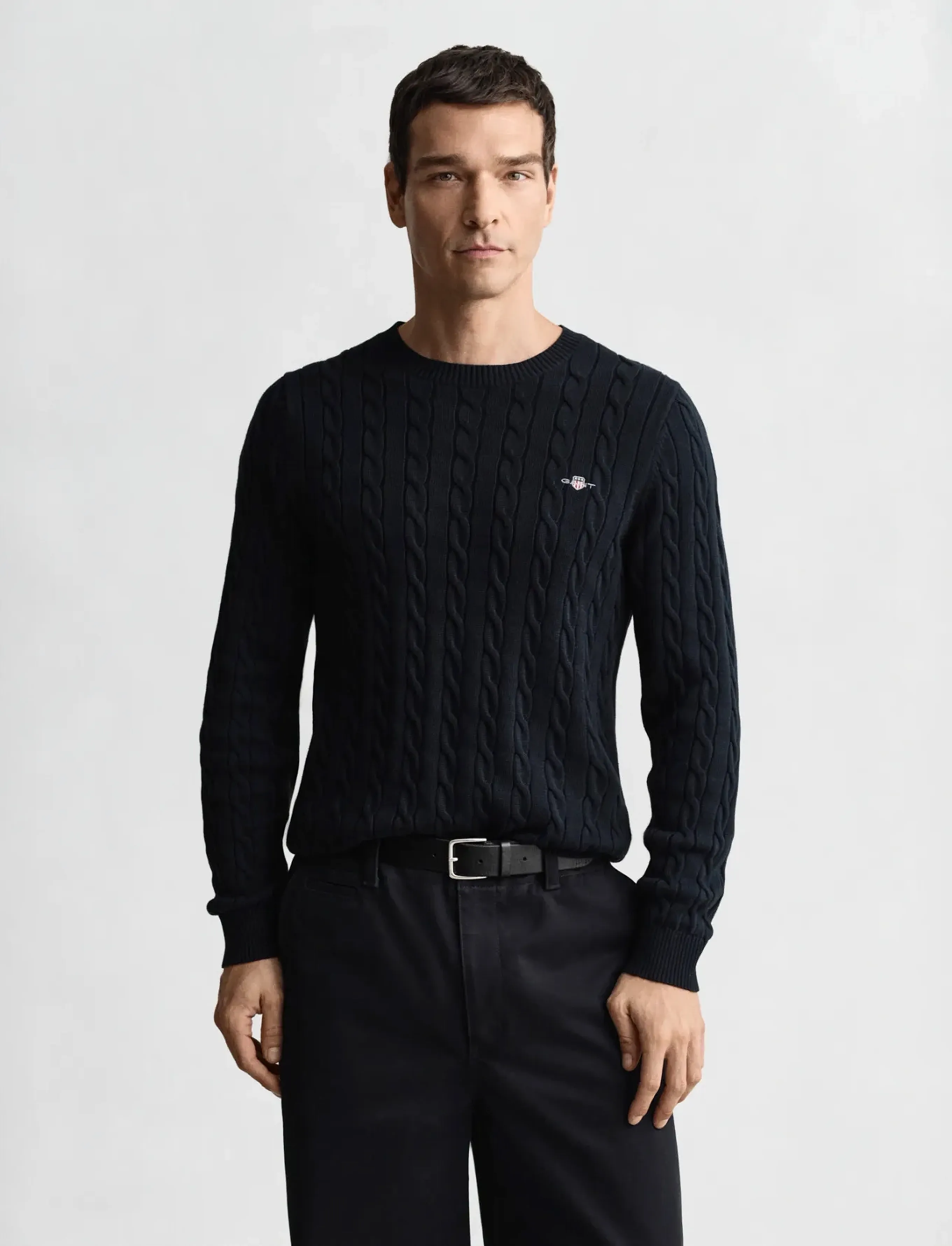 Gant - Classic Cable Knit Sweater - rundhalsad - evening blue - 0