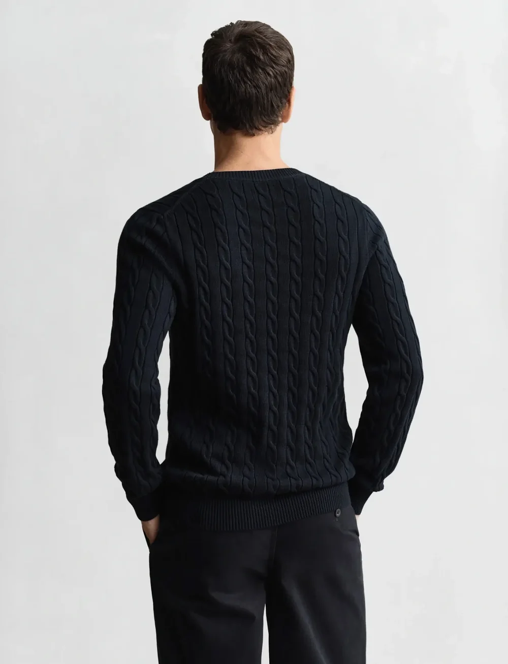 GANT - COTTON CABLE C-NECK - rund hals - evening blue - 3