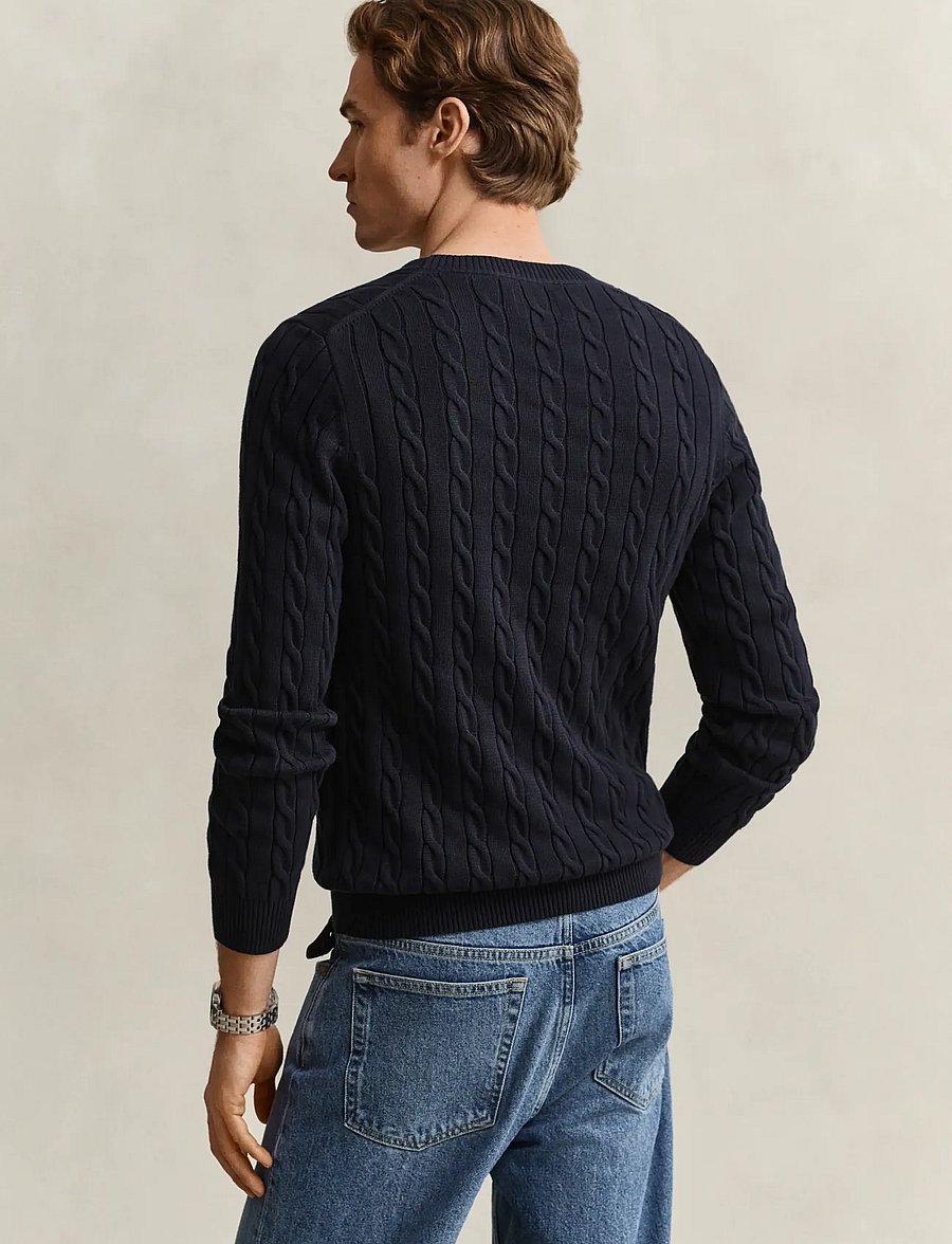 Gant - Classic Cable Knit Sweater - rundhalsad - evening blue - 3