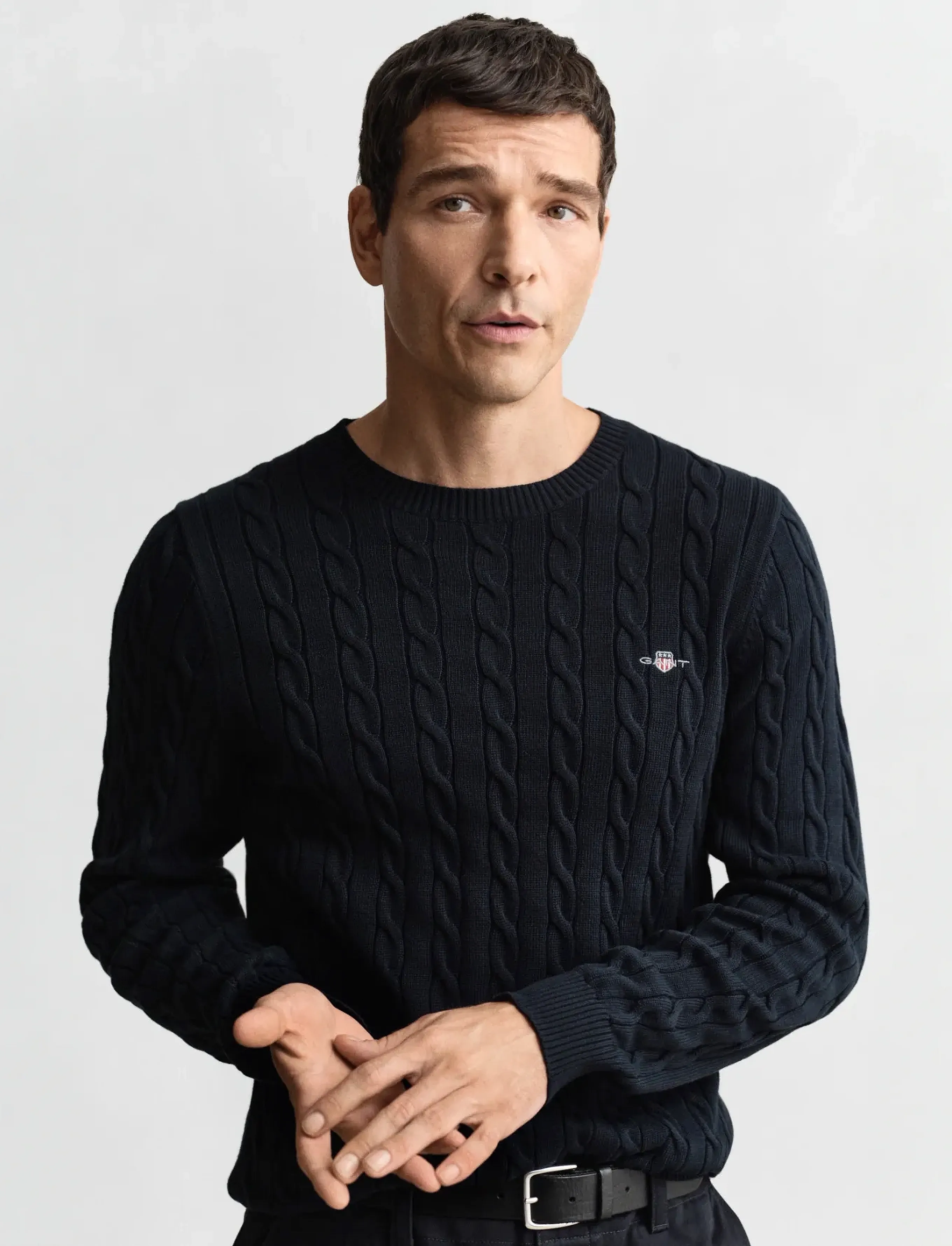 Gant - Classic Cable Knit Sweater - rundhalsad - evening blue - 4