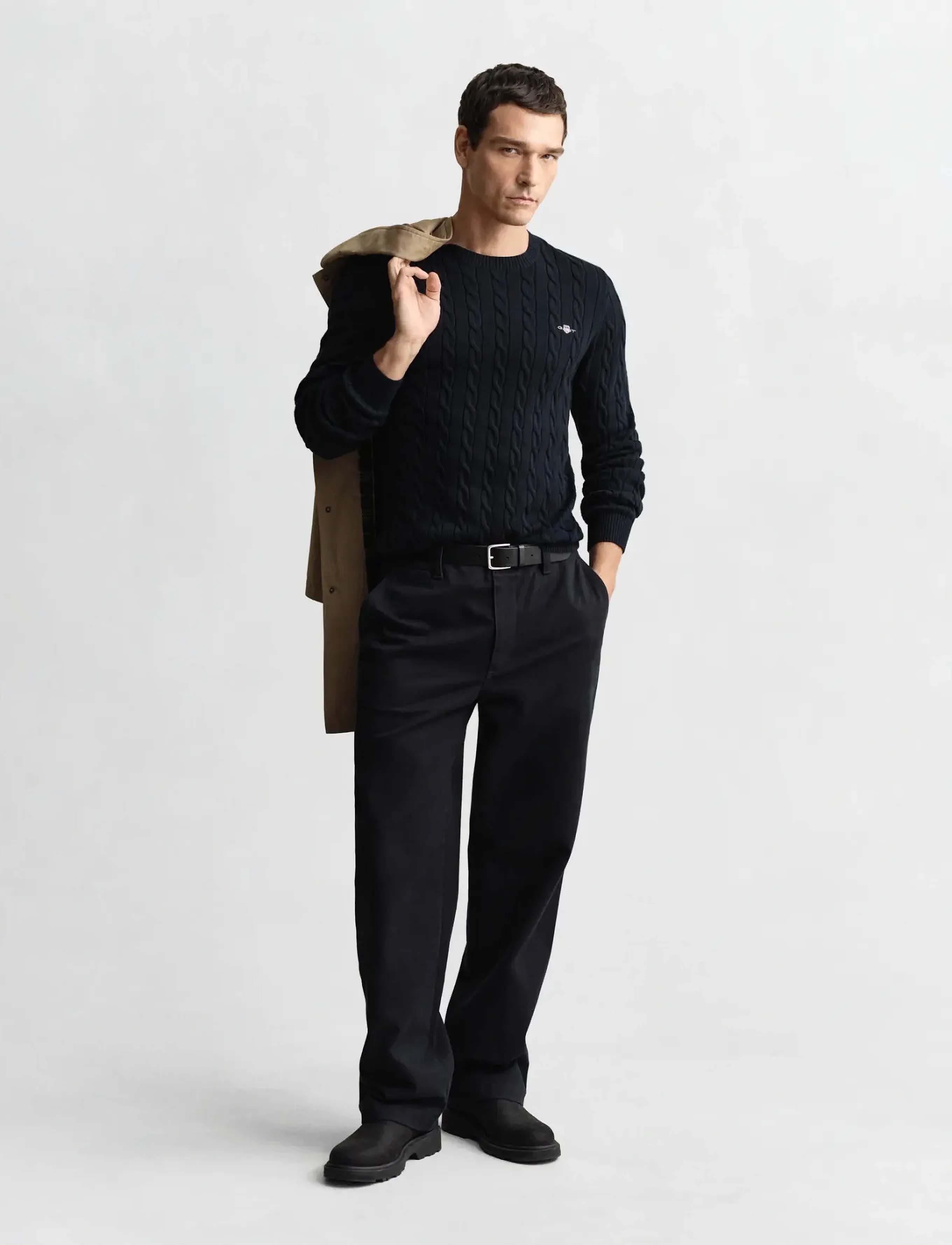 Gant - Classic Cable Knit Sweater - rundhalsad - evening blue - 5