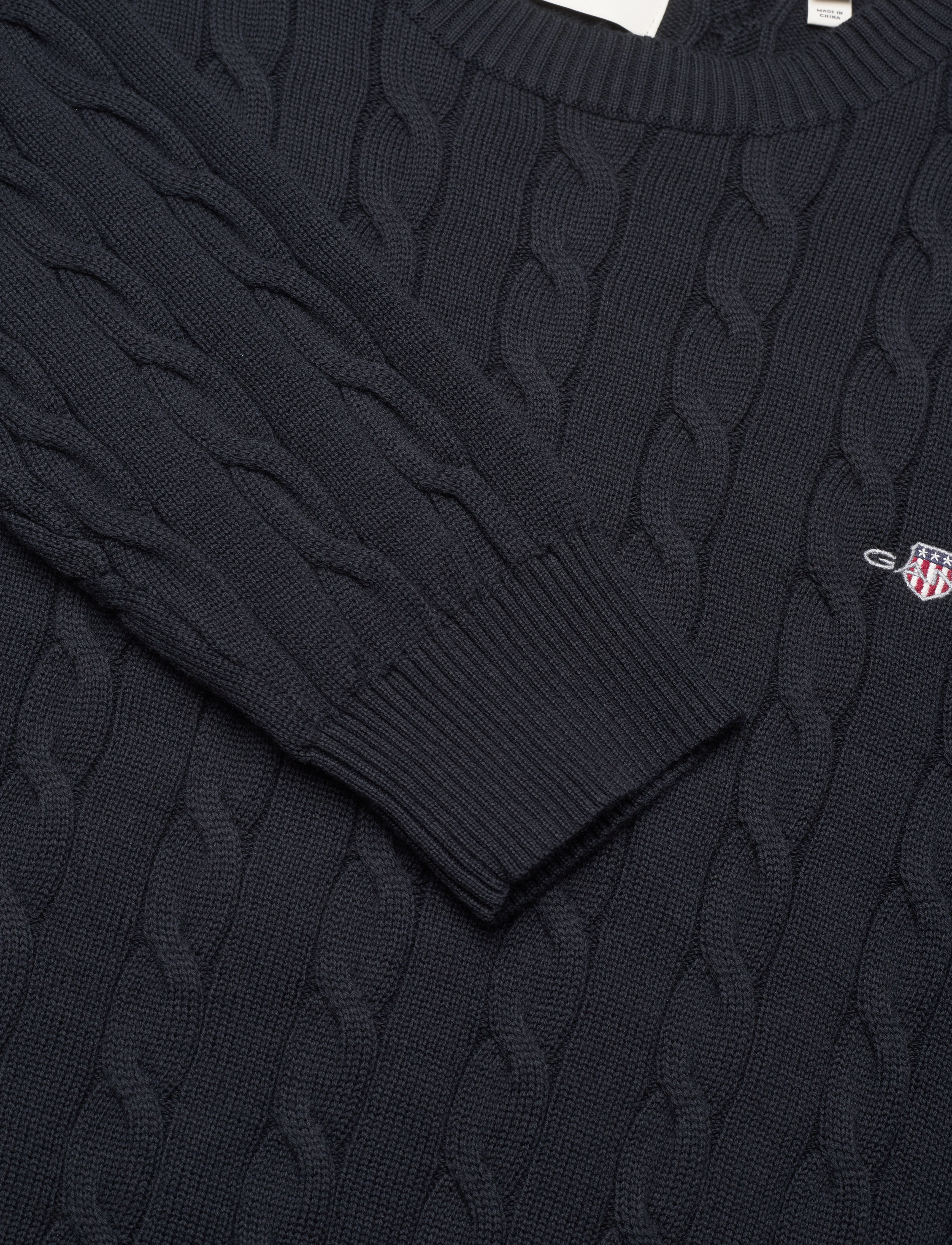 Gant - Classic Cable Knit Sweater - Ümara kaelusega - evening blue - 5