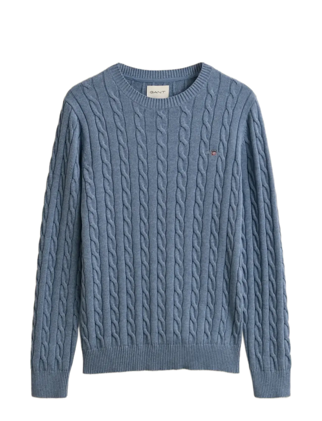 GANT COTTON CABLE C-NECK - Rundhalsad - FADED DENIM / blue