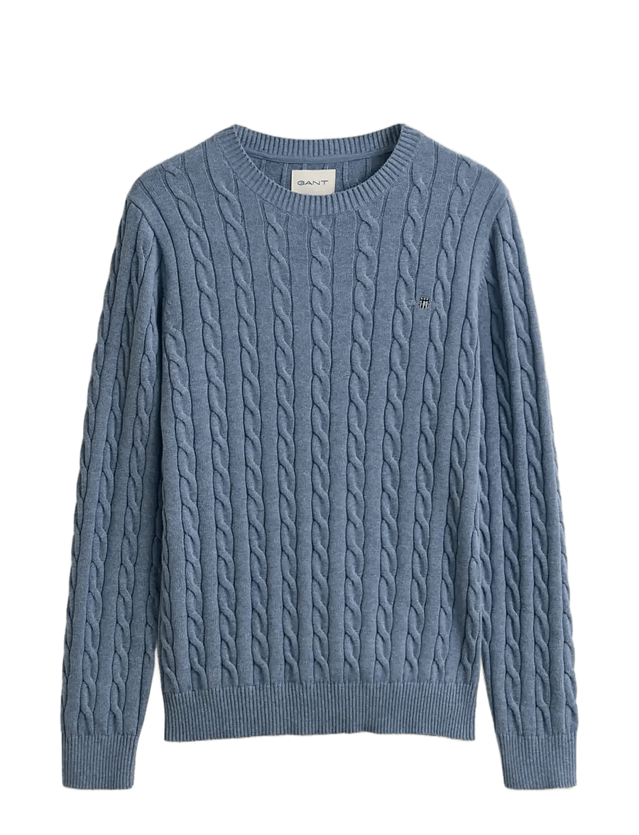 Gant - Classic Cable Knit Sweater - rund hals - faded denim - 1