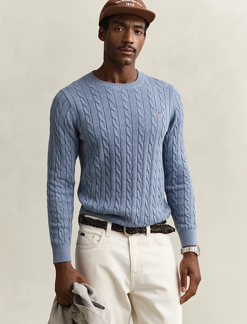 Gant - Classic Cable Knit Sweater - rundhals - faded denim - 0