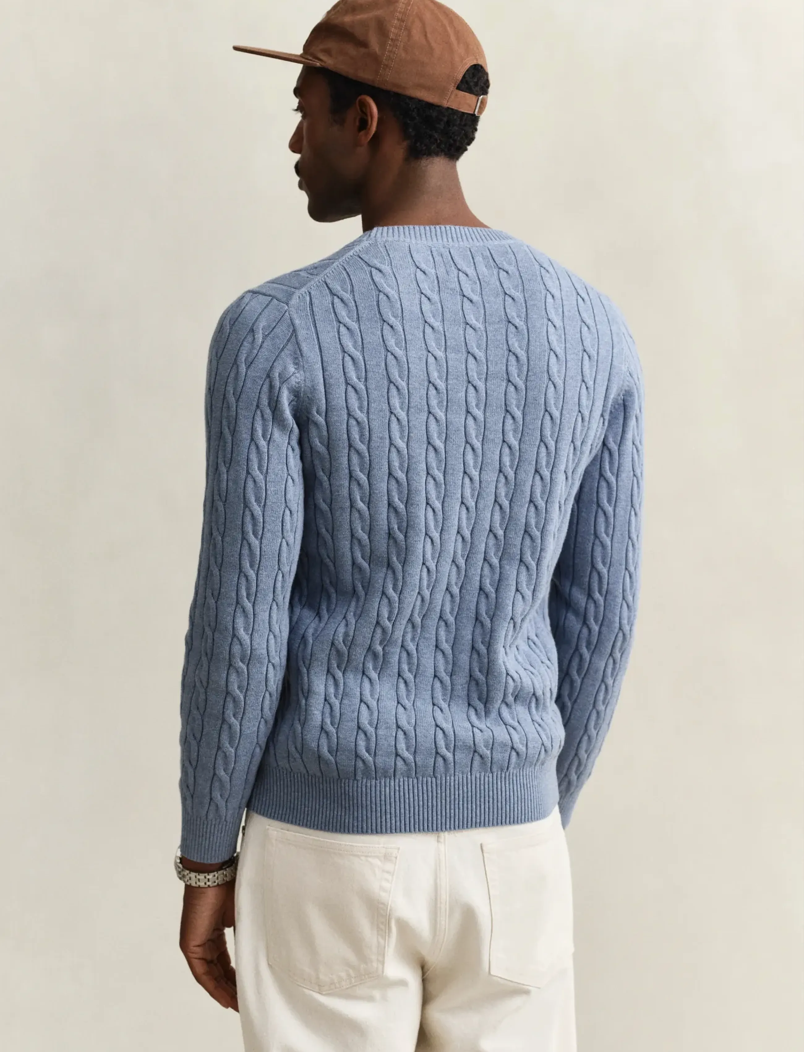 Gant - Classic Cable Knit Sweater - rund hals - faded denim - 2