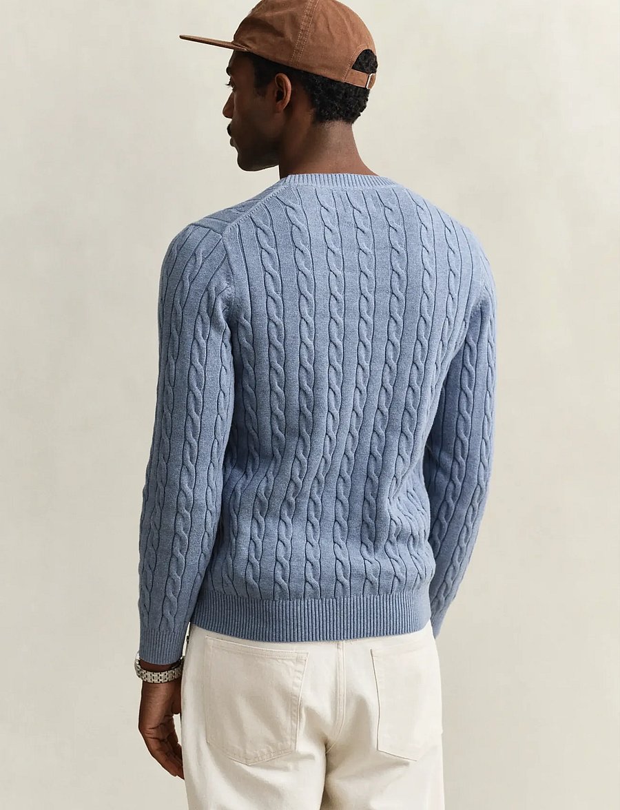 Gant - Classic Cable Knit Sweater - rund hals - faded denim - 2