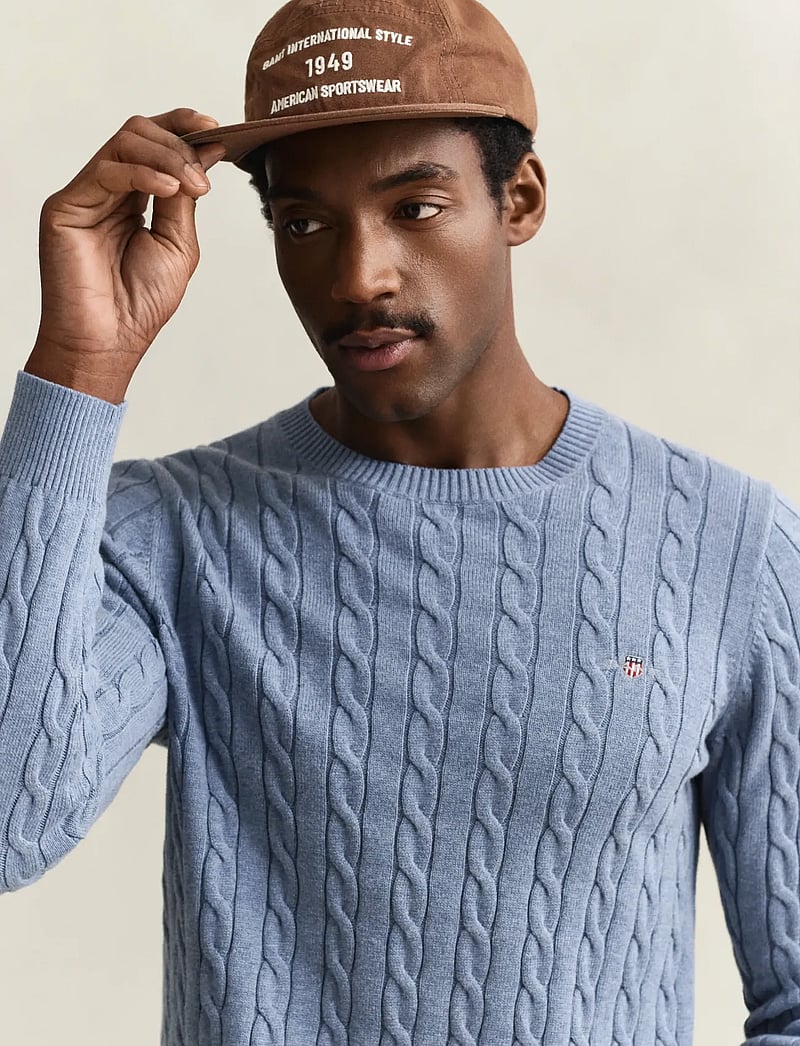 Gant - Classic Cable Knit Sweater - rundhals - faded denim - 3