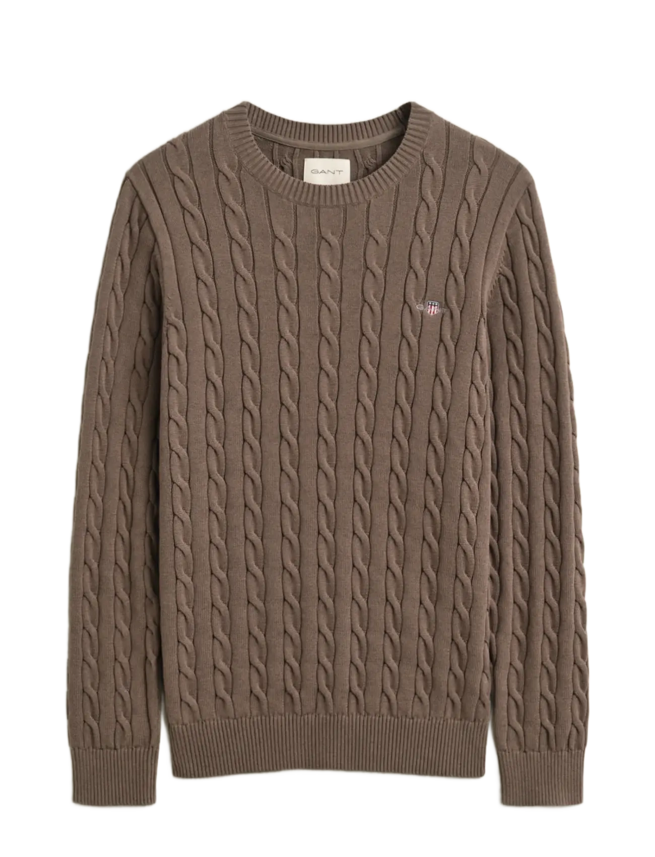 Gant Classic Cable Knit Sweater - Kringlótt hálsmál  - FADED TAUPE / brown