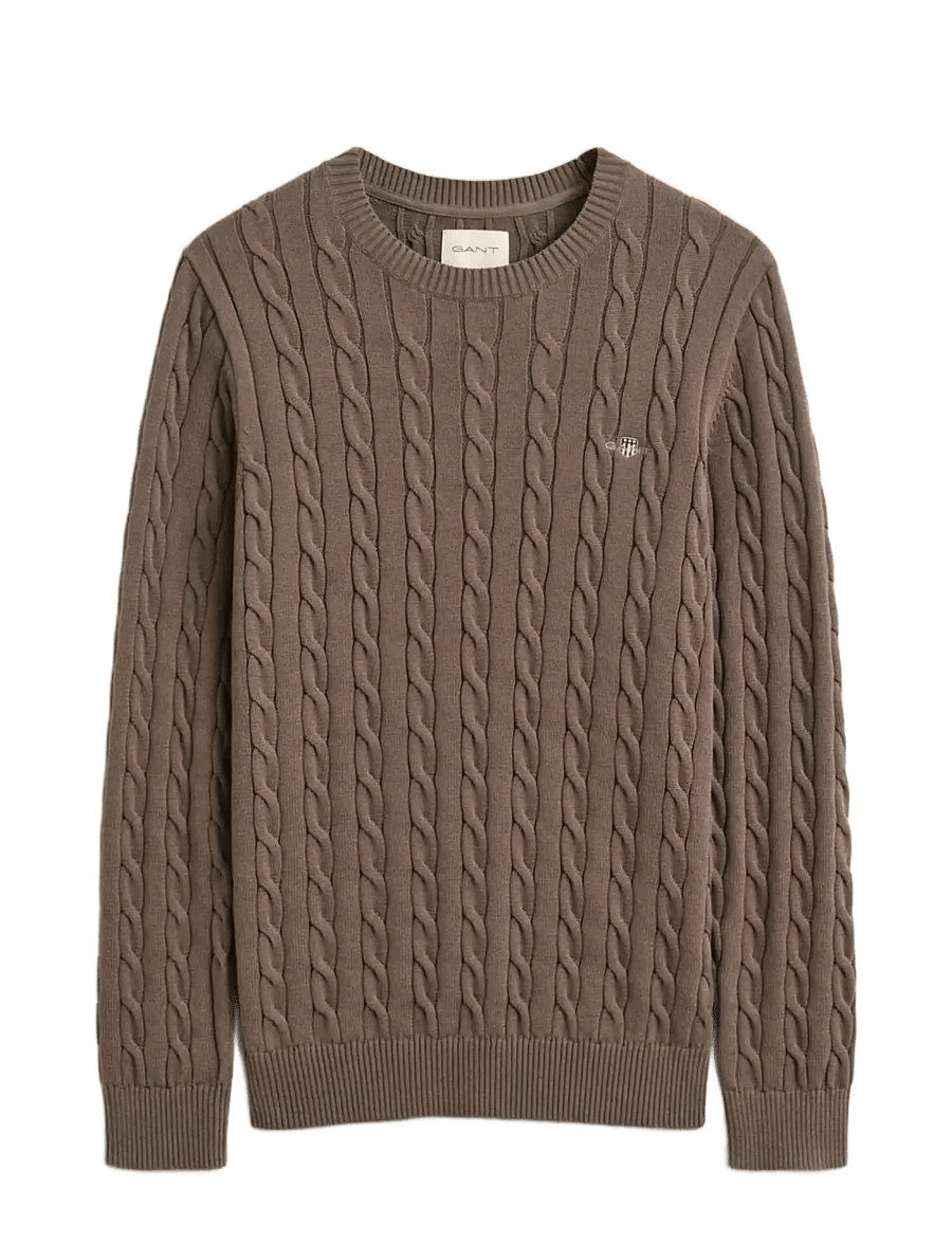 Gant - Classic Cable Knit Sweater - Ümmarguse kaelusega kudumid - faded taupe - 1