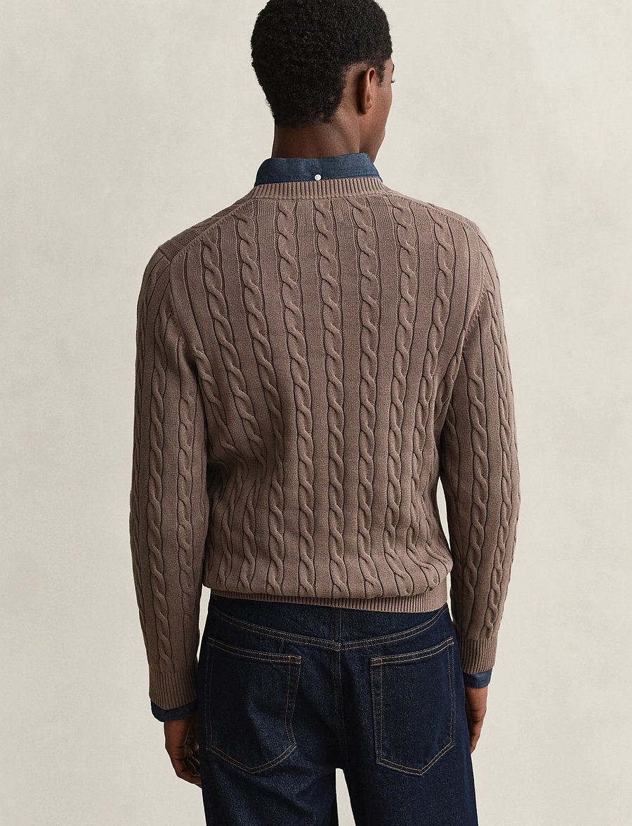 Gant - Classic Cable Knit Sweater - Ümmarguse kaelusega kudumid - faded taupe - 2