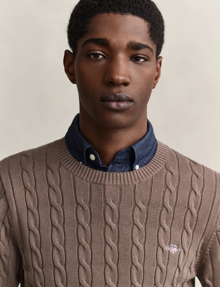 Gant - Classic Cable Knit Sweater - Ümmarguse kaelusega kudumid - faded taupe - 3