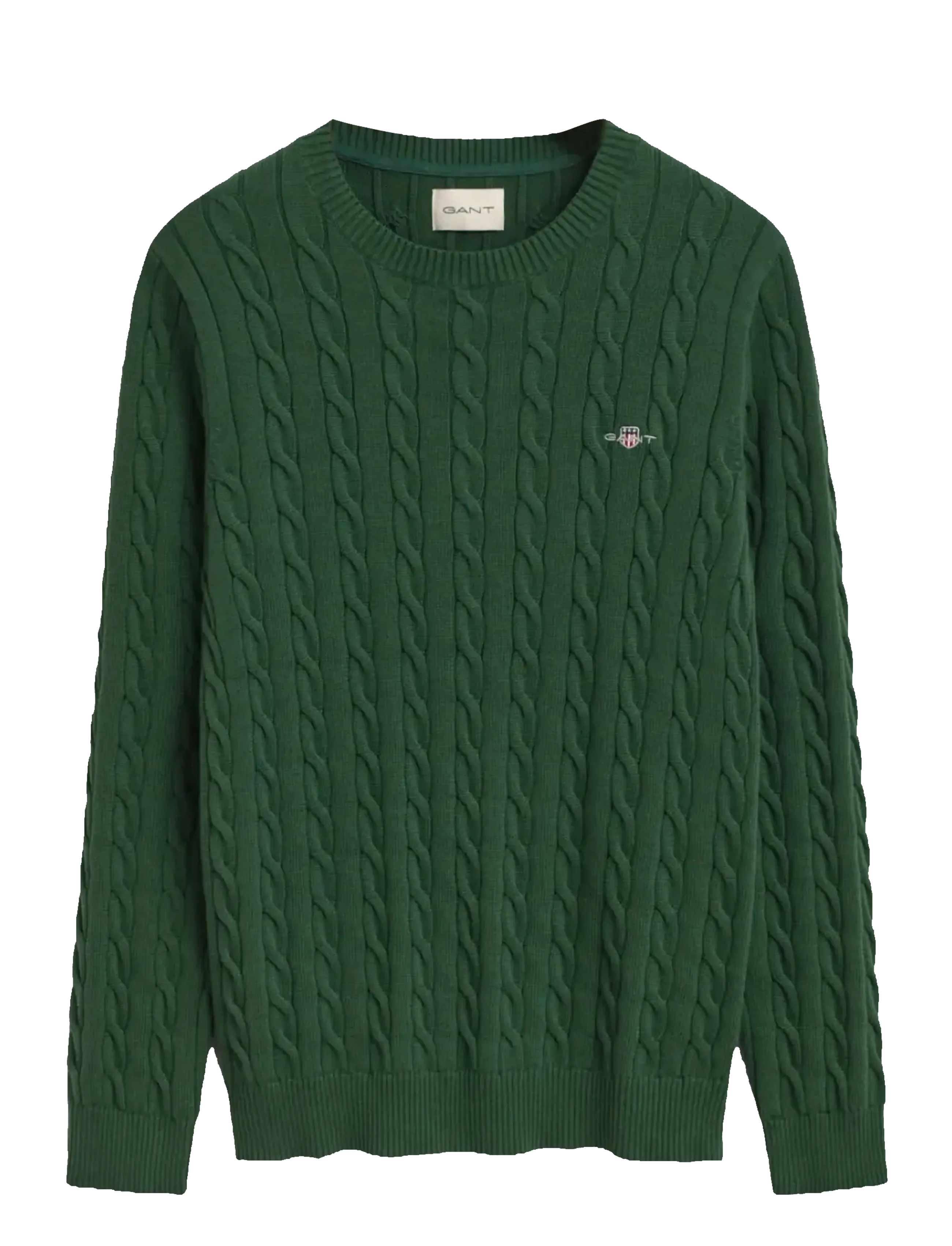 COTTON CABLE C-NECK - FOREST GREEN