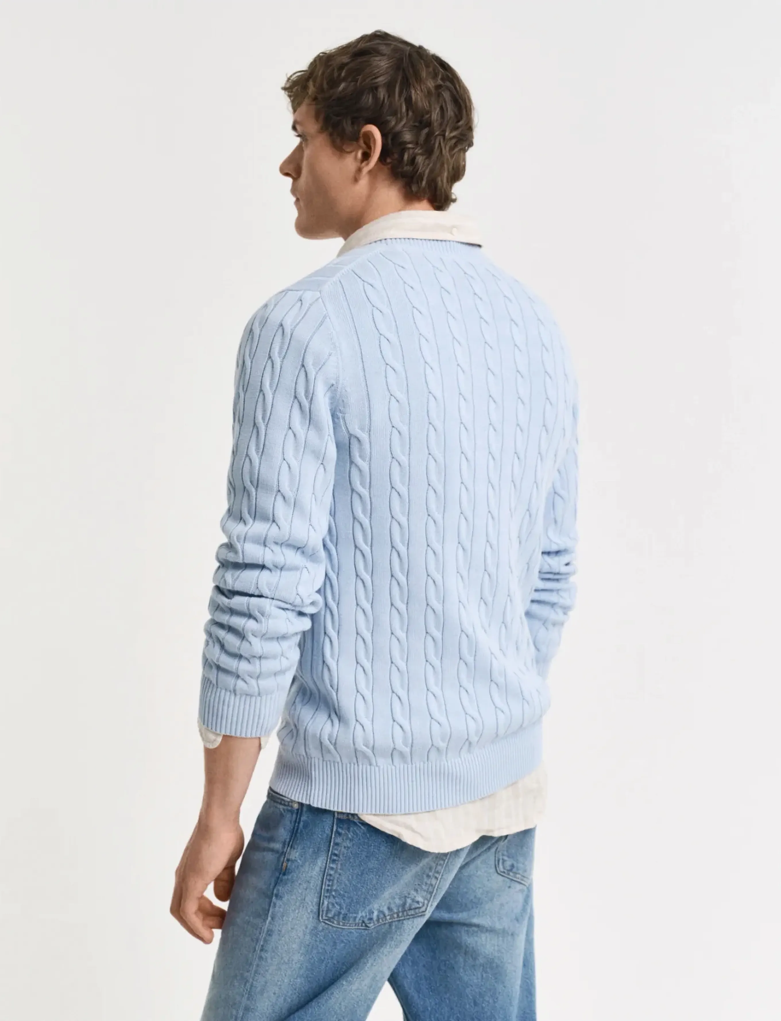 Gant - Classic Cable Knit Sweater - rund hals - fresh blue - 3