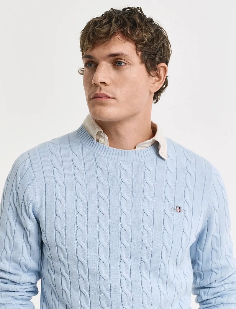 GANT - Classic Cable Knit Sweater - Ümmarguse kaelusega kudumid - fresh blue - 4