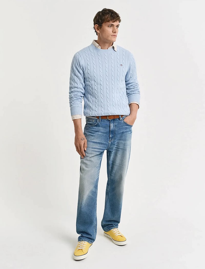 GANT - Classic Cable Knit Sweater - Ümmarguse kaelusega kudumid - fresh blue - 5