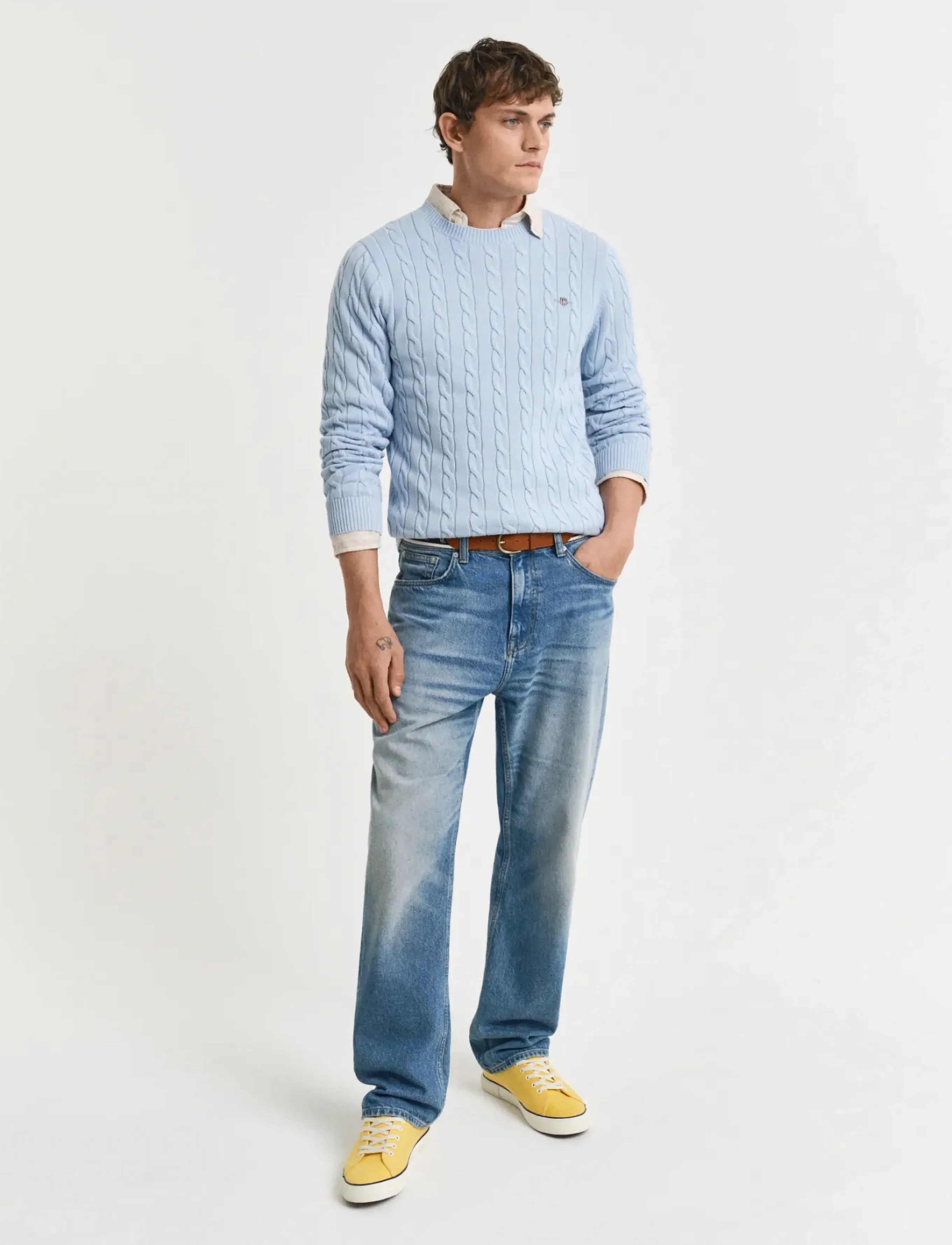Gant - Classic Cable Knit Sweater - rund hals - fresh blue - 5
