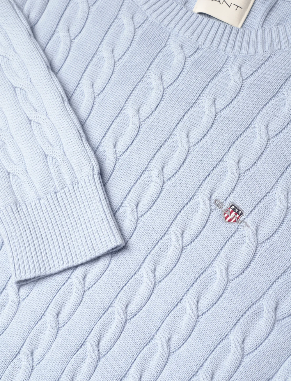 GANT - COTTON CABLE C-NECK - rund hals - fresh blue - 2