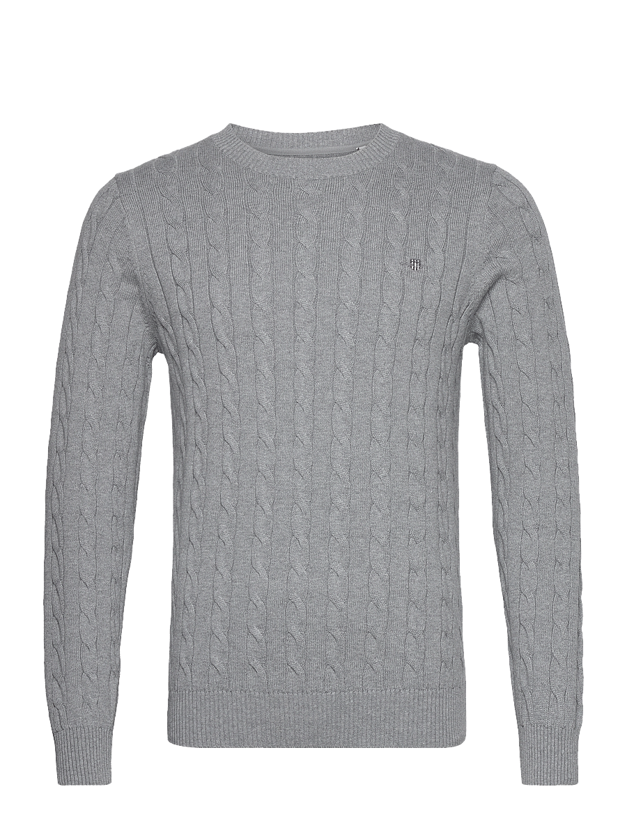 Gant - Classic Cable Knit Sweater - rundhalsad - grey melange - 1