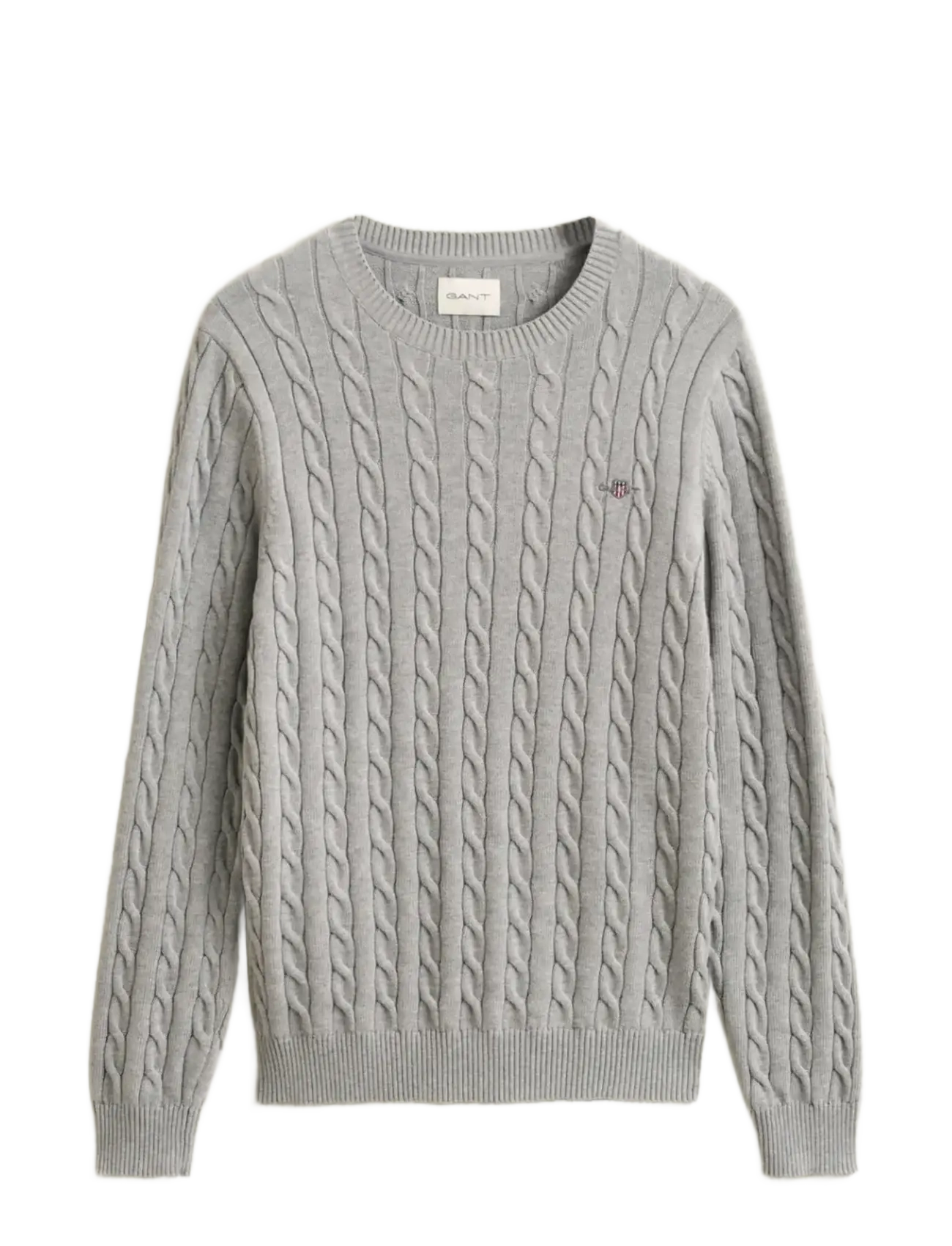 Gant Classic Cable Knit Sweater - Ümara kaelusega - GREY MELANGE / grey