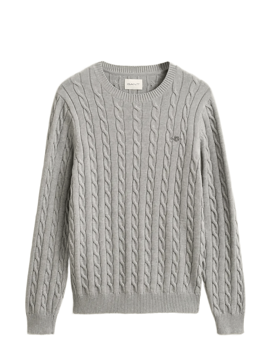 Gant - Classic Cable Knit Sweater - Ümara kaelusega - grey melange - 1