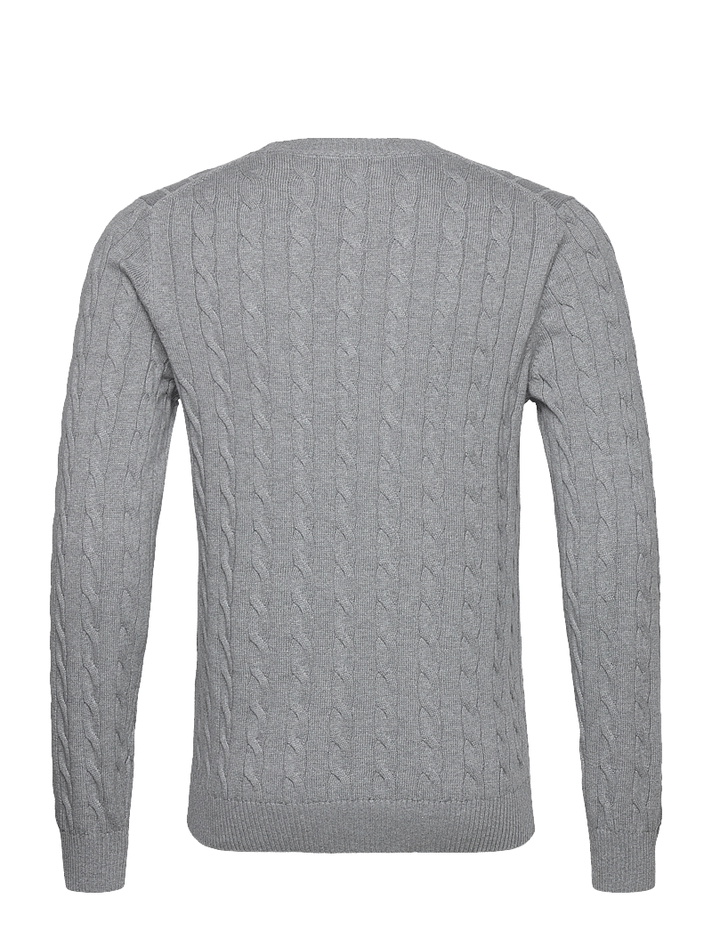 GANT - COTTON CABLE C-NECK - knitted round necks - grey melange - 2
