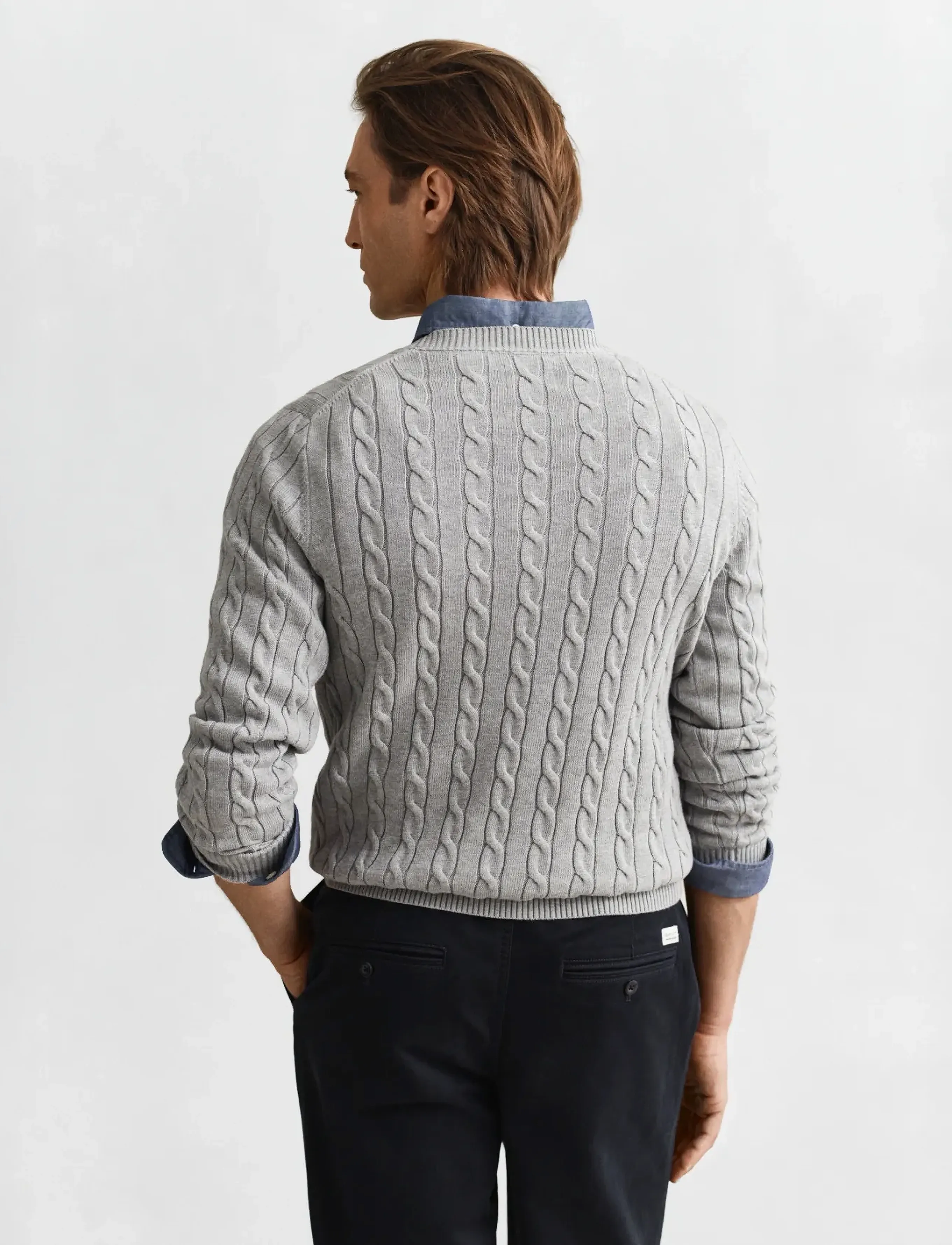 Gant - Classic Cable Knit Sweater - rundhalsad - grey melange - 3