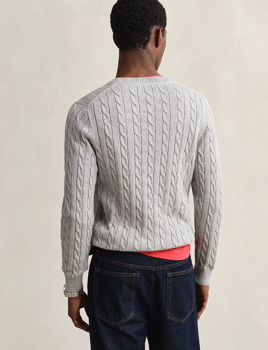 Gant - Classic Cable Knit Sweater - rundhals - grey melange - 3