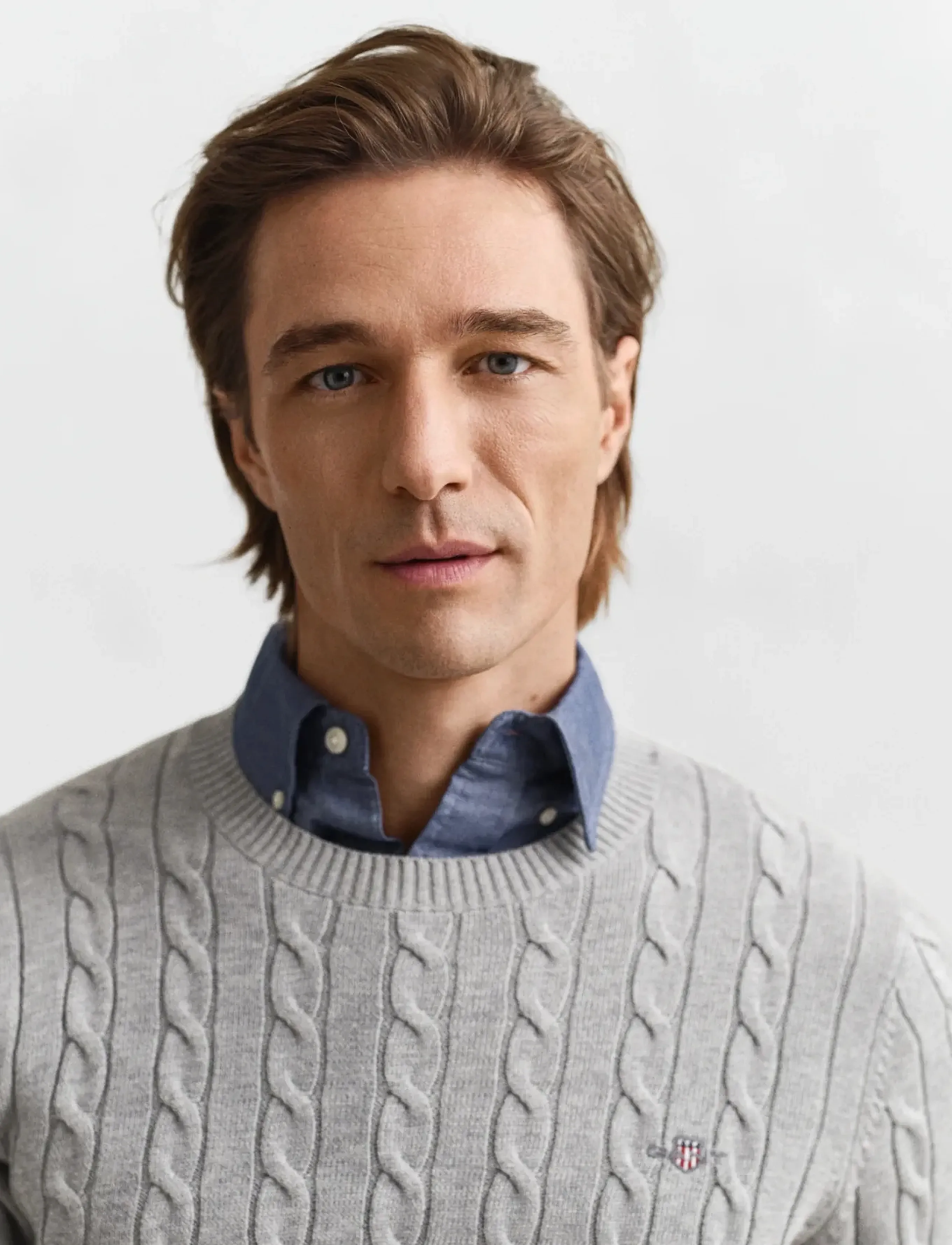 Gant - Classic Cable Knit Sweater - rundhalsad - grey melange - 4