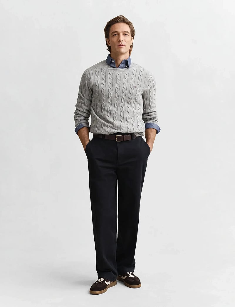 Gant - Classic Cable Knit Sweater - rundhals - grey melange - 5
