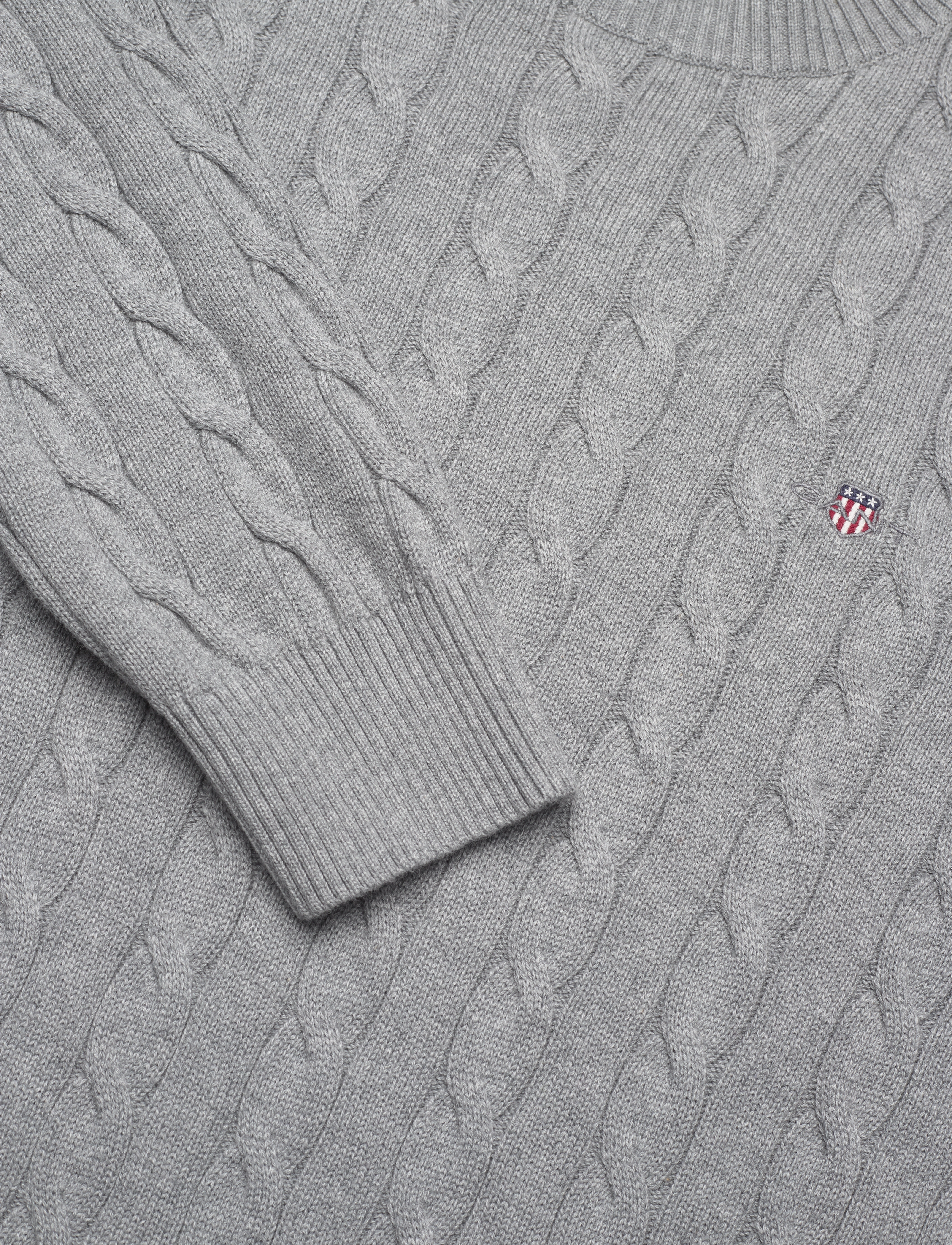 Gant - Classic Cable Knit Sweater - Ümara kaelusega - grey melange - 5