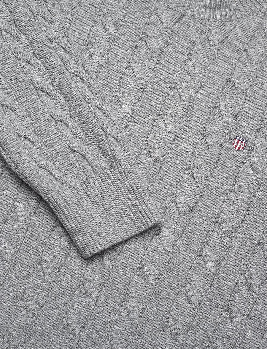 Gant - Classic Cable Knit Sweater - Ümara kaelusega - grey melange - 5
